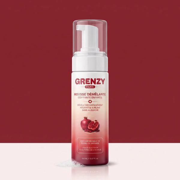 Flacon Mousse Démêlante Sans Rinçage GRENZY 150 ml, packshot sur fond clair
