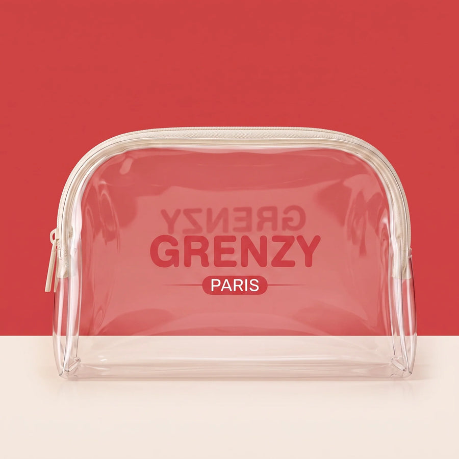 Trousse de bain transparente GRENZY, packshot sur fond clair