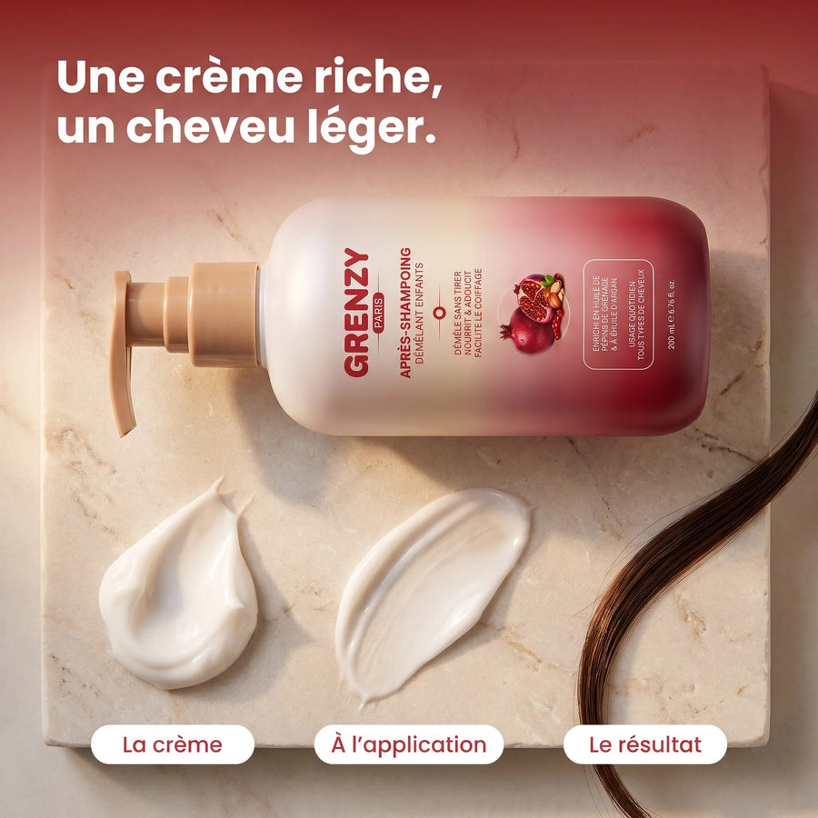 Texture du après-shampoing démêlant GRENZY en gros plan