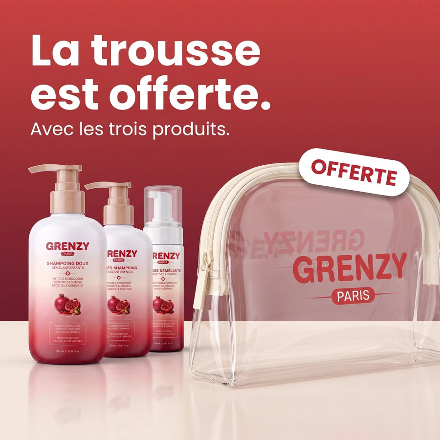 Coffret GRENZY avec sa trousse de bain transparente offerte